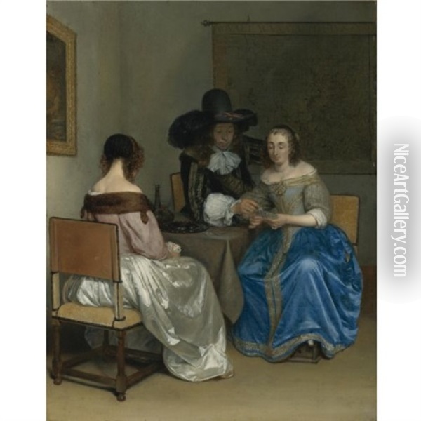 The Card Players Oil Painting - Gerard ter Borch the Younger