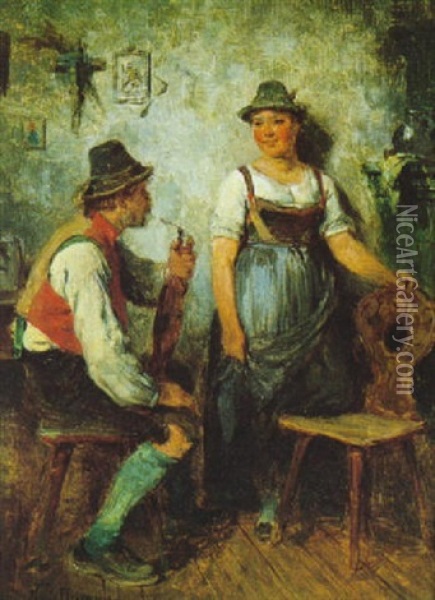 Im Gesprach Oil Painting - Hugo Wilhelm Kauffmann