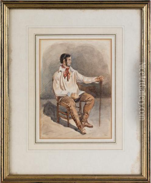 A Seated Gentleman Oil Painting - Henry Barlow Carter