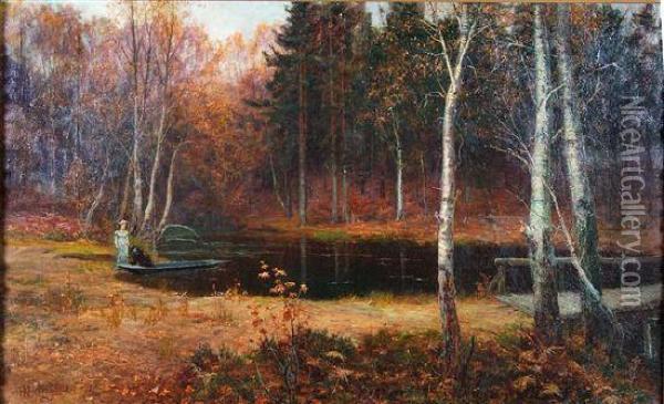 A Quiet Pool Oil Painting - Horatio R. Hollingdale