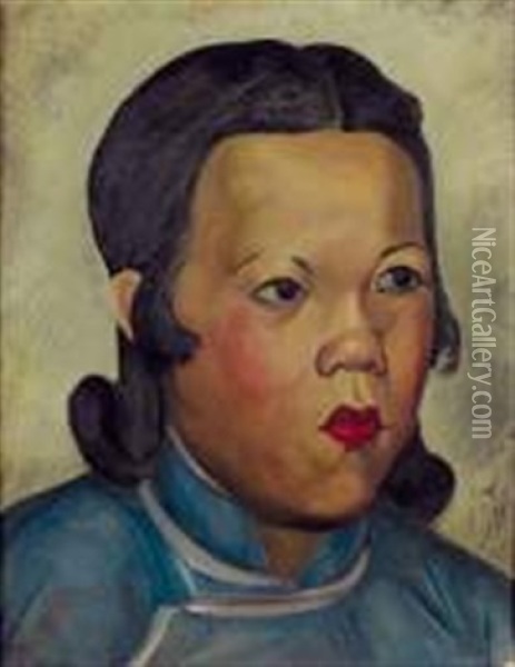 Portrait D'une Jeune Fille Chinoise Oil Painting - Alexander Evgenievich Iacovleff