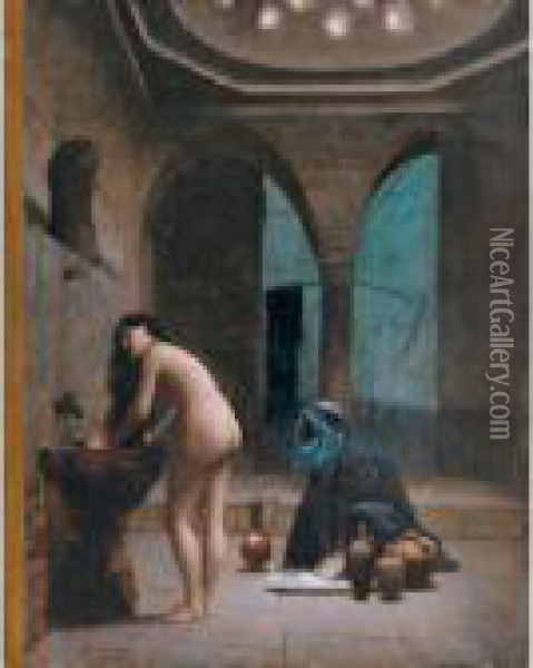 Etude Pour Un Bain Maure, Femme Turque Au Bain Oil Painting - Jean-Leon Gerome