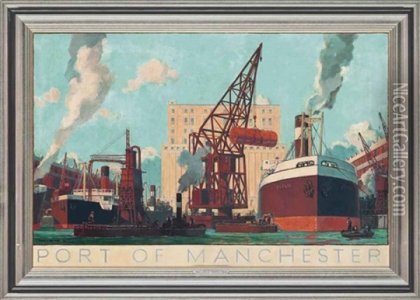 The Port Of Manchester Oil Painting - Cecil George Charles King