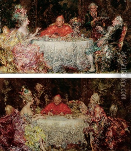 Evening With The Cardinal Oil Painting - Juan Pablo Salinas