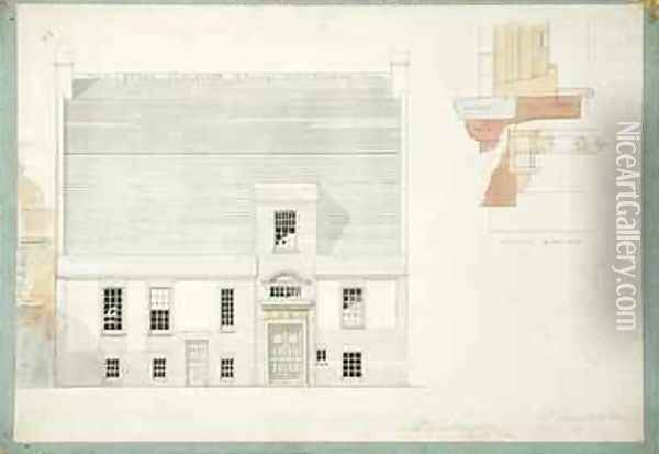 Front Elevation of House for JAM Whistler Esq Tite Street Chelsea Oil Painting - Edward William Godwin