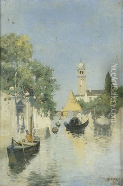 Kanal In Venedig Oil Painting - Guglielmo Ciardi