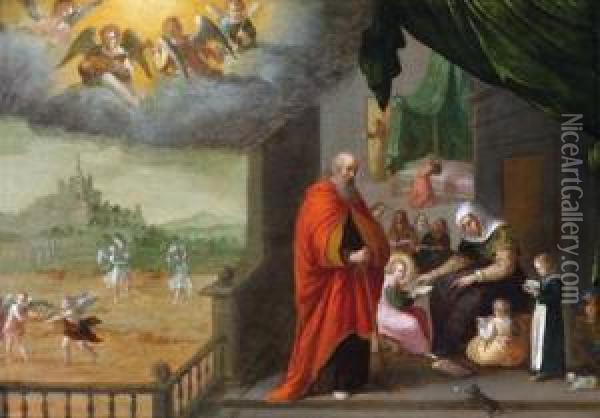 La Sacra Famiglia Come Protettrice Di Una Chiesa Conventuale Oil Painting - Friedrich Sustris