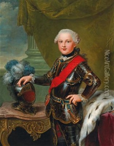 Portrait Of Duke Carl Ii August Of Pfalz-zweibrucken As Hereditary Prince Of Bavaria Oil Painting - Johann Georg Ziesenis