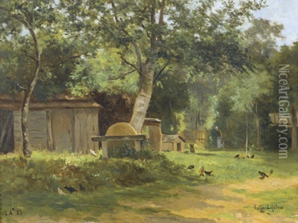 Sommerliche Waldlichtung Bei Einem Gehoft Oil Painting - Louis Valere Lefebvre