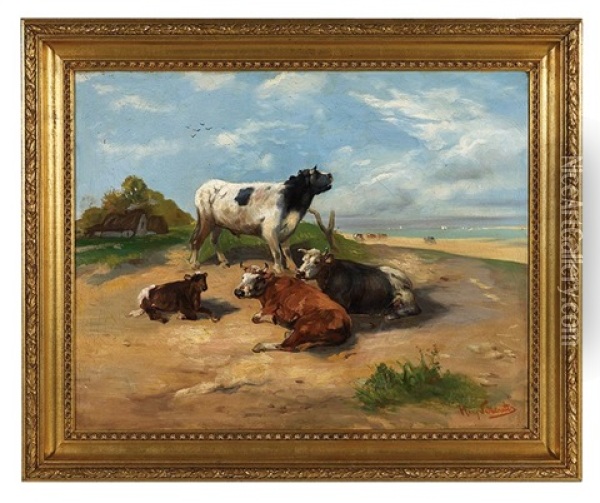 Cattle At Rest Oil Painting - Henry Schouten