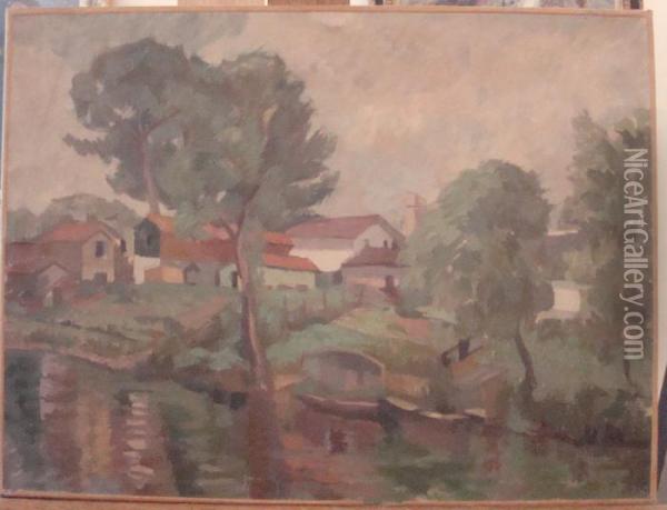 Bord De Seine Oil Painting - Georges Tcherkessof