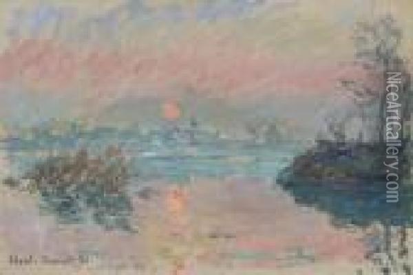Coucher De Soleil A Lavacourt Oil Painting - Claude Oscar Monet