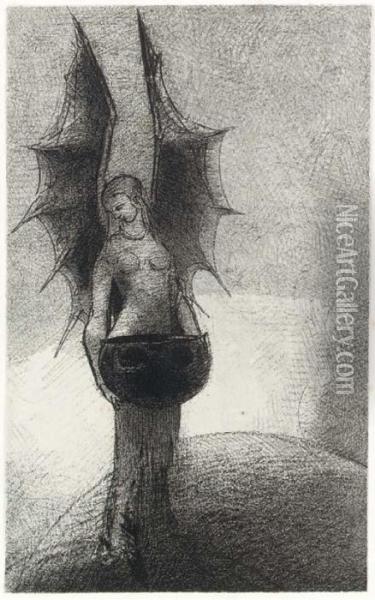 Les Tenebres, Frontispiece Oil Painting - Odilon Redon