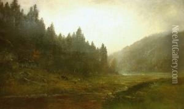 Skogsparti Oil Painting - Ludvig Skramstad