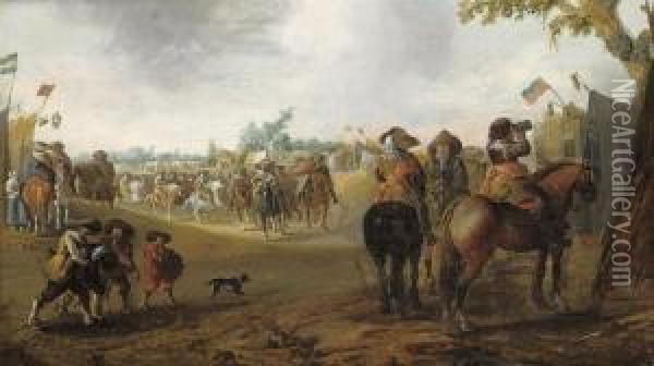 A Military Encampment With Cavalrymen Oil Painting - Palamedes Palamedesz. (Stevaerts, Stevens)