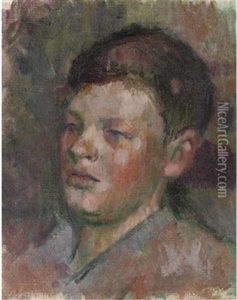 Head Of An Evacuee Oil Painting - Graham Bell