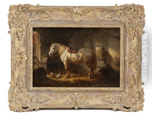 Horse In A Stable Oil Painting - Wouter Verschuur the Younger