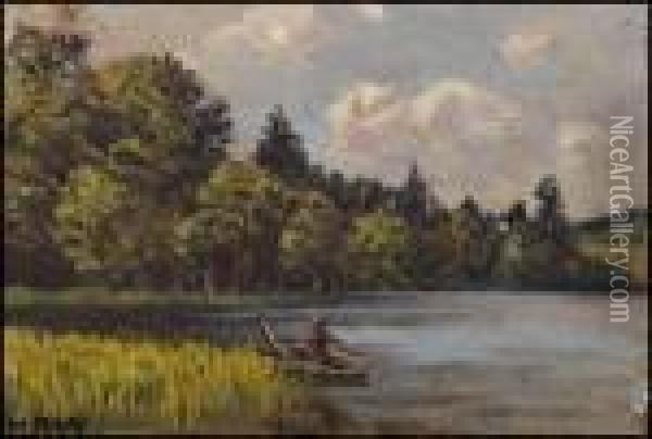 Landscape With Man And Boat Oil Painting - Homer Ransford Watson
