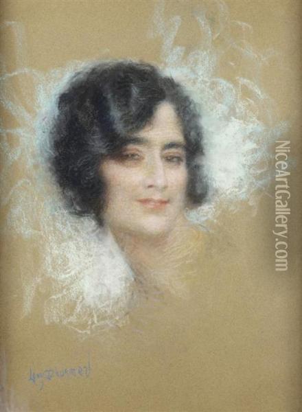 Portrait De Femme Oil Painting - Lucien Levy-Dhurmer