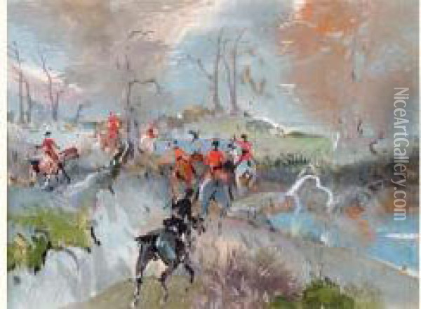 Laisser-courre Oil Painting - Jules, Baron Finot