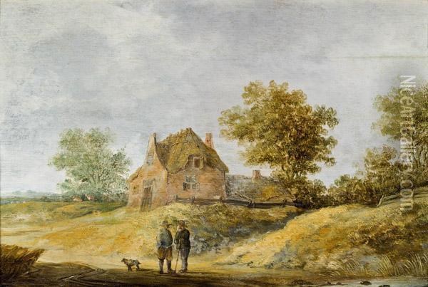 Landschaft Mit Zwei Bauern Vor Einer Hutte Oil Painting - Adriaen Brouwer