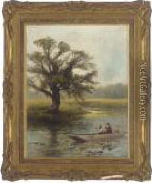A Peaceful Summer's Afternoon On The River Oil Painting - Paul H. Ellis