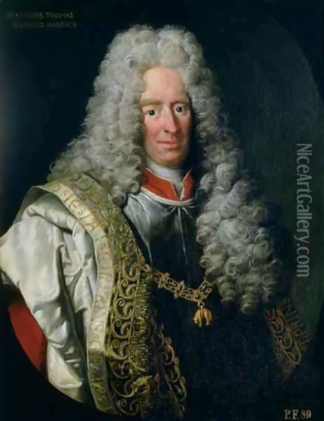 Count Alois Thomas Raimund von Harrach, Viceroy of Naples (1669-1742) Oil Painting - Johann-Gottfried Auerbach