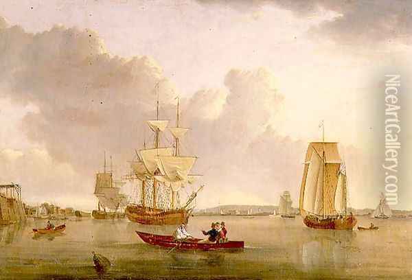 Deptford on Thames with a Distant View of Greenwich Oil Painting - John of Hull Ward