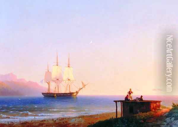 Frigate under sails Oil Painting - Ivan Konstantinovich Aivazovsky