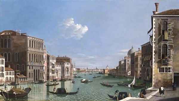 The Grand Canal looking East from the Campo di San Vio with gondolas and a view of Doge's Palace beyond Oil Painting - (Giovanni Antonio Canal) Canaletto