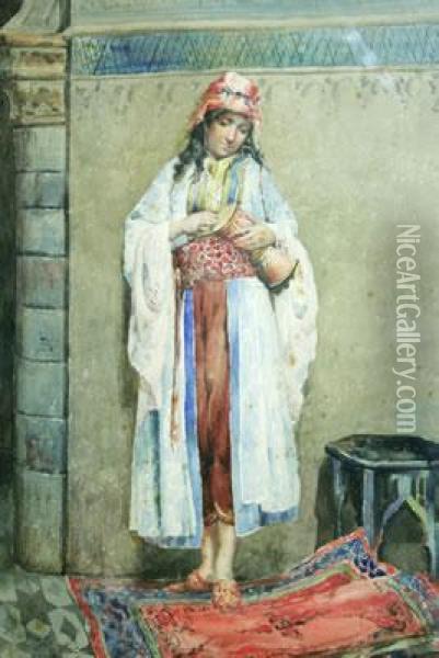 Donna In Costume Oil Painting - Cesare Biseo