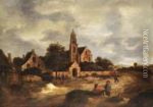 Landschaft Mit Kirche Oil Painting - Claes Molenaar (see Molenaer)