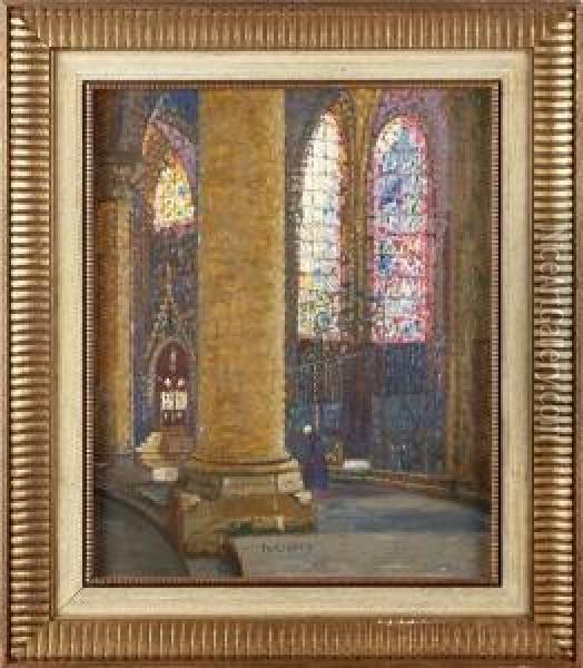 Interior Of Chartres Catherdral Oil Painting - Pierre Gaston Rigaud