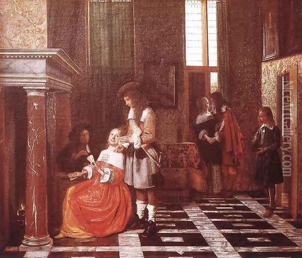 The Card-Players 1663-65 Oil Painting - Pieter De Hooch