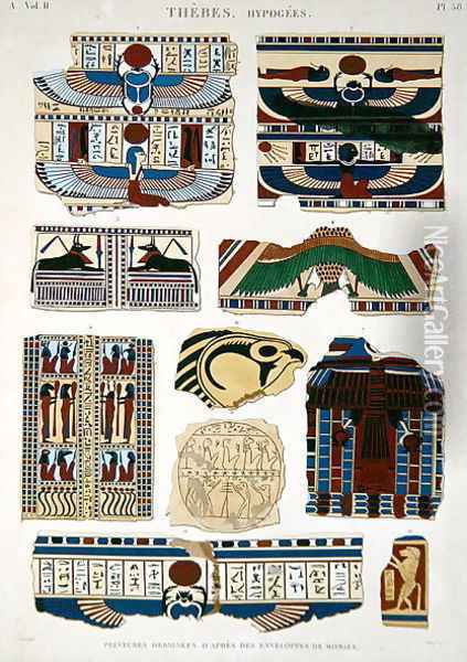 Illustrations of painted designs from the wrappings of the mummies Oil Painting - Jomard