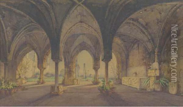 The Cloisters At Ravello Oil Painting - Gabriele Carelli