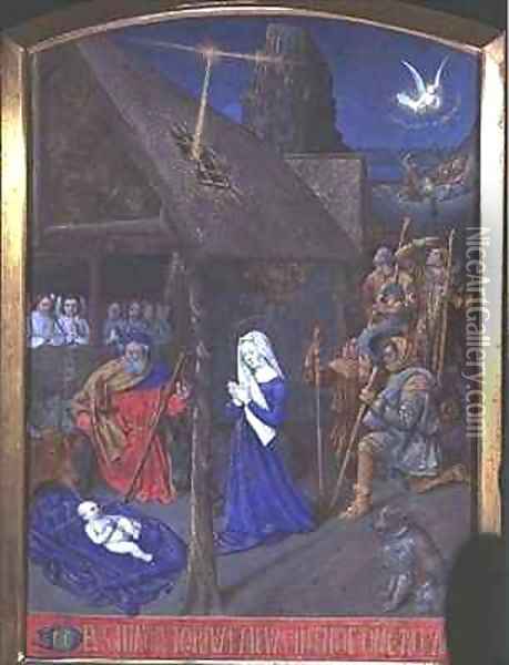 The Adoration of the Shepherds from the Hours of Etienne Chevalier Oil Painting - Jean Fouquet