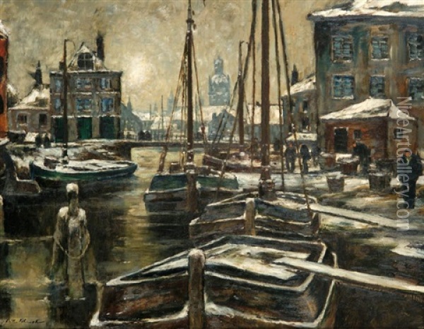 Gracht Im Winter Oil Painting - Wilhelm Schmetz