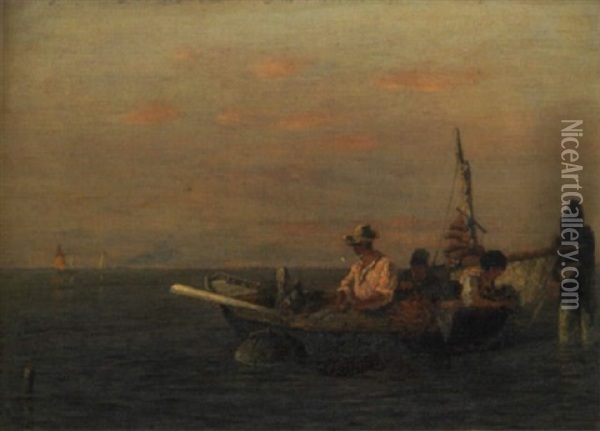 Fischerboot In Der Abendlichen Lagune Oil Painting - Ludwig Dill
