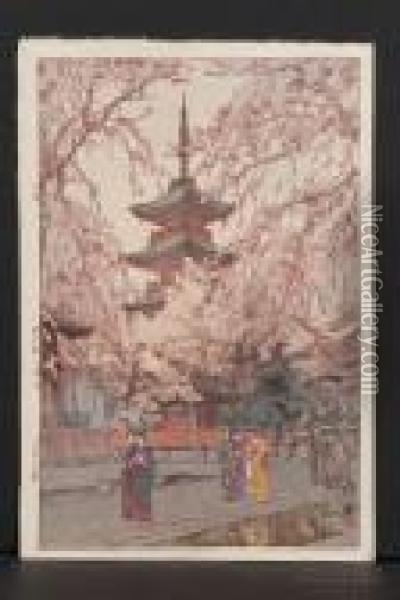 A Glimpse Of Ueno Park Oil Painting - Hiroshi Yoshida