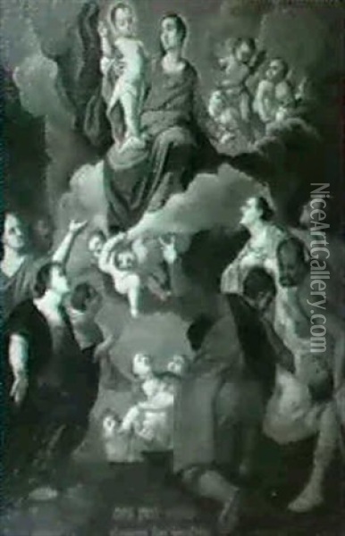 Maria Mit Dem Kind Erscheint Hilfesuchenden Oil Painting - Pietro de Pomis