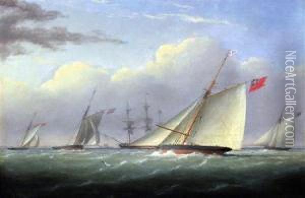 Racing Cutters In The Solent Oil Painting - Joseph Walter