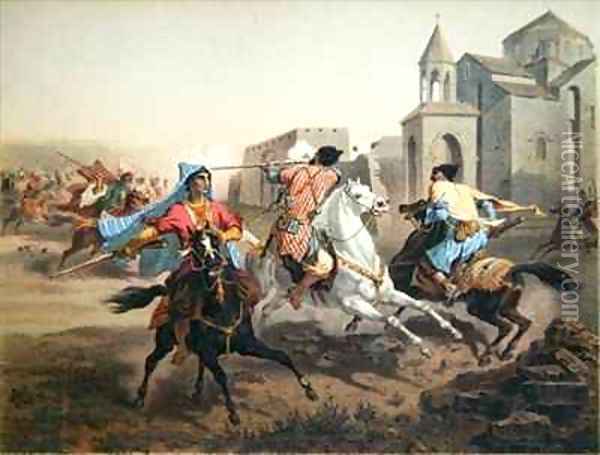Skirmish of Persians and Kurds in Armenia 2 Oil Painting - Grigori Grigorevich Gagarin