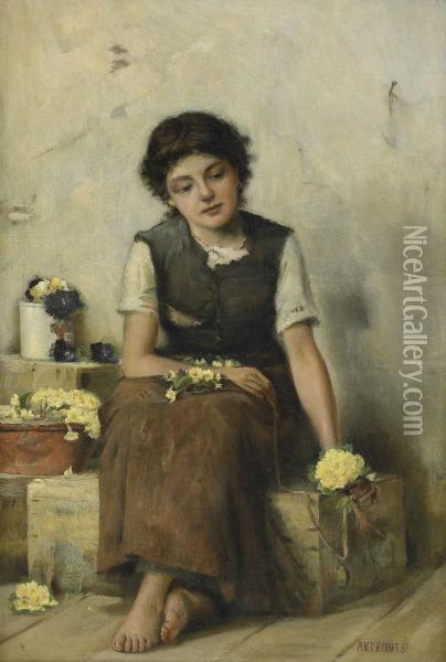 Blomsterflicka Oil Painting - Percy Robert Craft
