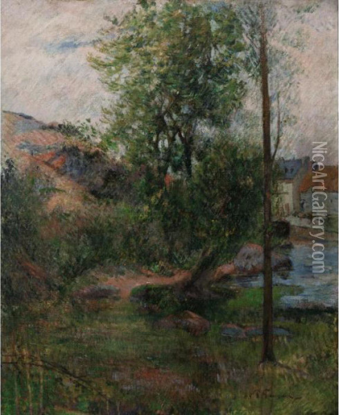 Le Saule Au Bord De L'aven Oil Painting - Paul Gauguin