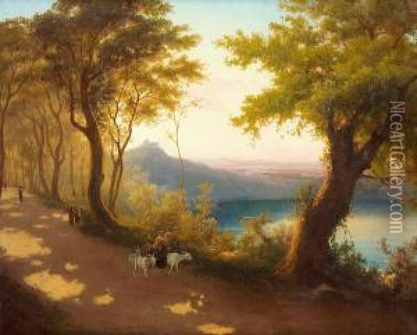 Paesaggio Con Veduta Di Castelgandolfo Oil Painting - Andreas Marko