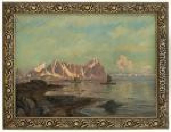 Coastal Landscape From Nordland Oil Painting - Thorolf Holmboe