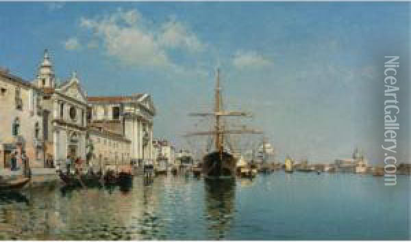 La Chiesa Gesuati From The Canale Della Giudecca, Venice Oil Painting - Federico del Campo