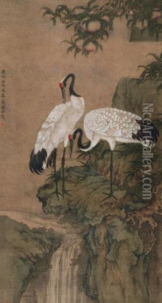 Cranes Oil Painting - Shen Quan