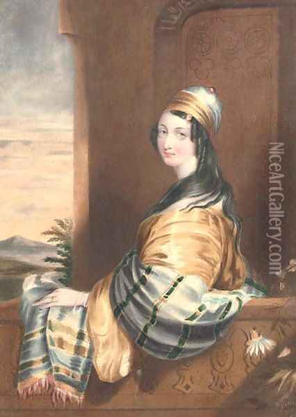 A lady in Eastern dress Oil Painting - English School
